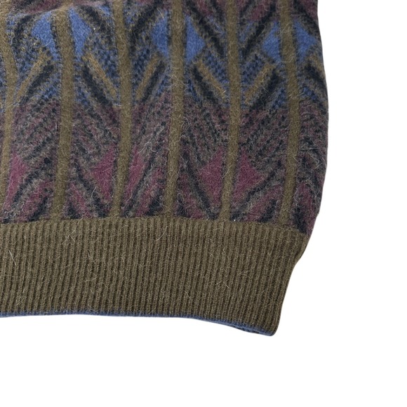 BOTTO Vintage V-Neck Sweater Mens Wool Alpaca Lamb Grandpacore Italy 90s Large - Picture 8 of 9